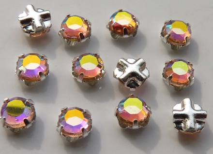 SS20-70110-28701-Silver Extra Chaton Rose Montees Lt Rosaline AB Silver 15 Pc.-6966