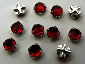 SS20-90090-Silver Extra Chaton Rose Montees Dark Siam Ruby Silver 15 Pc.-0