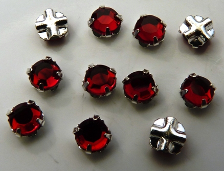 SS20-90090-Silver Extra Chaton Rose Montees Dark Siam Ruby Silver 15 Pc.-0