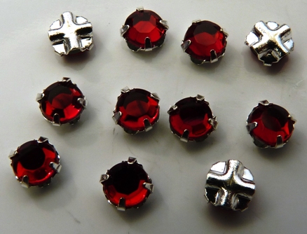 SS20-90090-Silver Extra Chaton Rose Montees Dark Siam Ruby Silver 15 Pc.-0 SS20-90090-Silver Extra Chaton Rose Montees Dark Siam Ruby Silver 15 Pc.-0