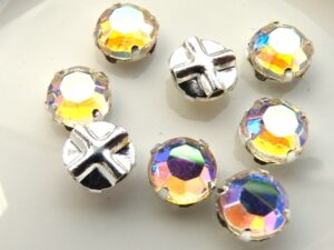 SS30-00030-28701-Slv Extra Chaton Rose Montees Crystal AB Silver 8 Pc.-6975