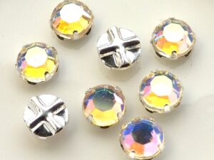 SS30-00030-28701-Slv Extra Chaton Rose Montees Crystal AB Silver 8 Pc.-6976