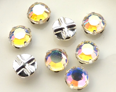 SS30-00030-28701-Slv Extra Chaton Rose Montees Crystal AB Silver 8 Pc.-6976