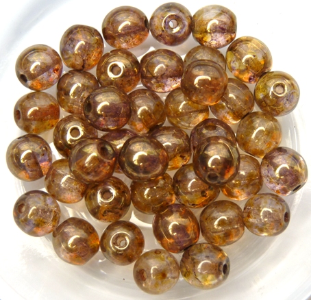 0030052 Crystal Lila Gold Luster round 6 mm. 40 Pc.-0