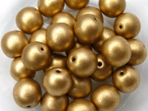 08-R-00030-01710 Matte Metallic Flax Druk Round Czech Glass Beads 8 mm