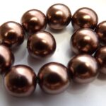 0030093 Glass Pearl Soft Bronze 12 mm. 10 Pc.-0