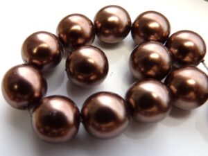 0030093 Glass Pearl Soft Bronze 12 mm. 10 Pc.-0