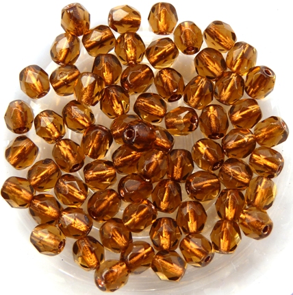 0030203 Copper Lined Smoky Topaz facet 4 mm. 50 Pc.-0