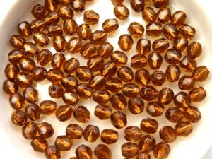 0030203 Copper Lined Smoky Topaz facet 4 mm. 50 Pc.-7141