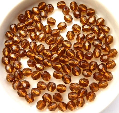 0030203 Copper Lined Smoky Topaz facet 4 mm. 50 Pc.-7141
