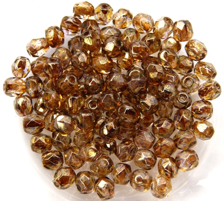0030221 Transparent Goldish Smoke Topaz Luster facet 4 mm. 50 Pc.-0
