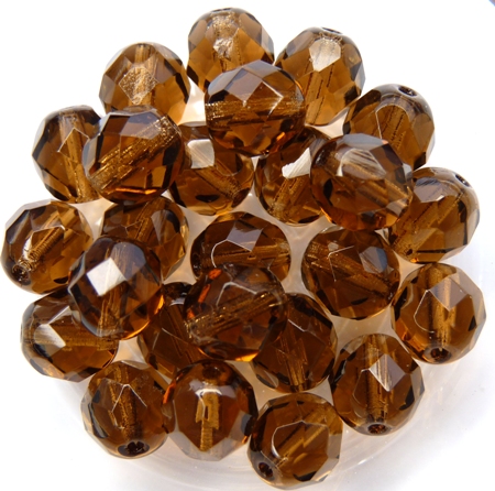 0030224 Smoke Topaz Facet 8 mm. 15 Pc.-0
