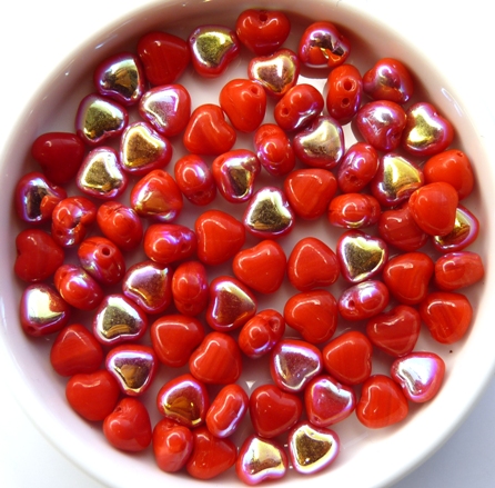 0050028 Opaque Red AB Heart 60 Pc.-0