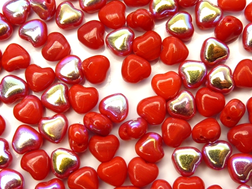 0050028 Opaque Red AB Heart 60 Pc.-7202