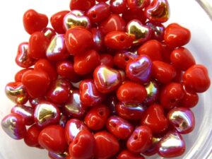 0050028 Opaque Red AB Heart 60 Pc.-7201