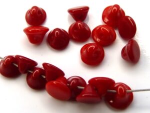 0050061 Opaque Red small Button Glass Beads 100 Pc.-7206