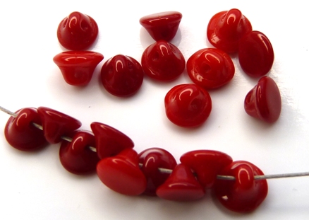 0050061 Opaque Red small Button Glass Beads 100 Pc.-7206