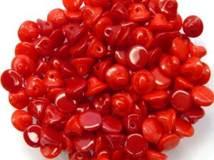 0050061 Opaque Red small Button Glass Beads 100 Pc.-7204
