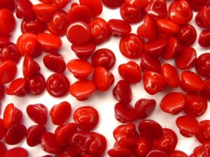 0050061 Opaque Red small Button Glass Beads 100 Pc.-0