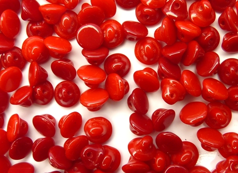 0050061 Opaque Red small Button Glass Beads 100 Pc.-0 0050061 Opaque Red small Button Glass Beads 100 Pc.-0