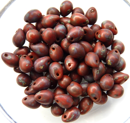 CD-93200-86800 Opaque Red Travertin Czech Drops. 50 Pc.-0