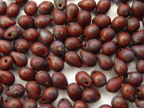CD-93200-86800 Opaque Red Travertin Czech Drops. 50 Pc.-7208