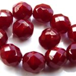 0050230 Milky Oxblood Red Facet 10 mm. 10 Pc.-0