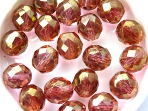 0070316 Crystal Metallic Pink Luster facet 10 mm. 10 Pc.-0