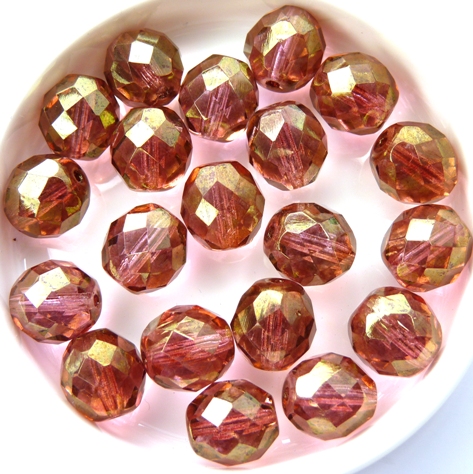 0070316 Crystal Metallic Pink Luster facet 10 mm. 10 Pc.-0