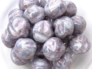 0080234 Carved Round, White Alabaster Terracotta Purple/Copper 12 Pc.-7162