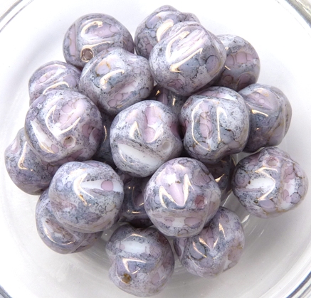 0080234 Carved Round, White Alabaster Terracotta Purple/Copper 12 Pc.-7162