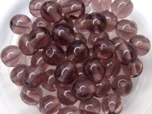 0080260 Amethyst Druk round Glass Beads 6 mm. 40 Pc.-0