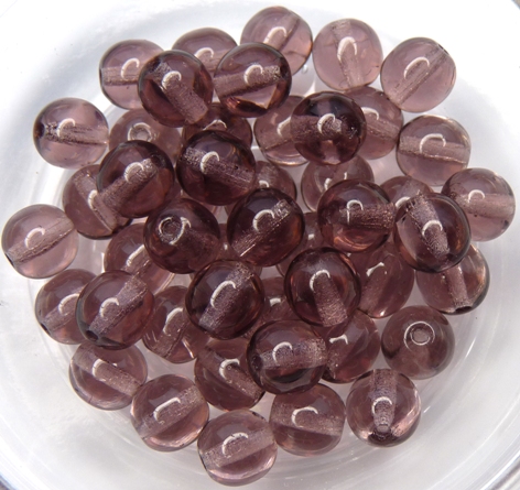 0080260 Amethyst Druk round Glass Beads 6 mm. 40 Pc.-0