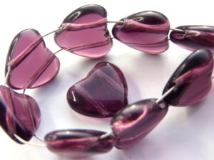 0080307 Dark Amethyst Heart with 2 Holes 18 Pc.-0