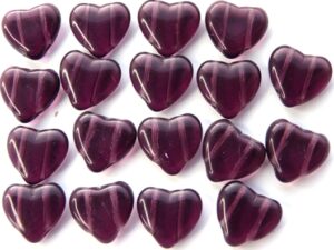 0080307 Dark Amethyst Heart with 2 Holes 18 Pc.-7166
