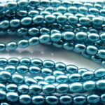 0090265 Aqua Oval Glass Pearl 4 x 3 mm. 1 strand 120 Pc.-0