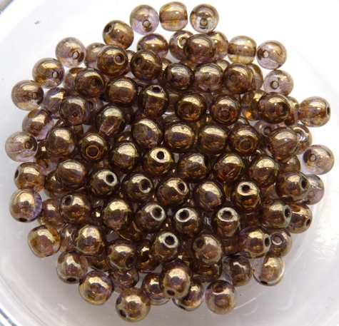 04-R-00030-15695 Crystal Lila Gold Luster round 4 mm. 100 Pc.-7086