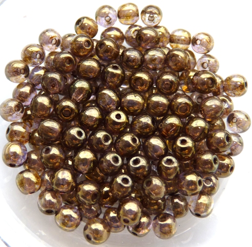 04-R-00030-15695 Crystal Lila Gold Luster round 4 mm. 100 Pc.-0