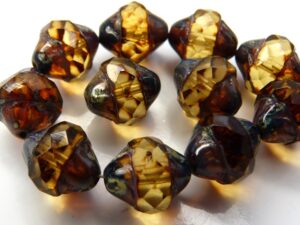 0030198 Light Topaz Picasso Facet Turbine Beads 8 Pc.-0