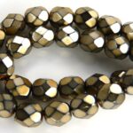 0030253 Antique Metallic Brown Facet 6 mm. 25 Pc.-0
