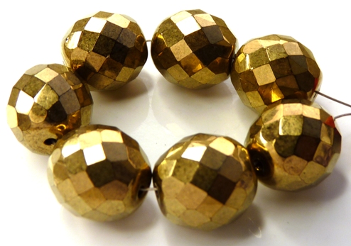 0030304 Jet-Golde Bronze Facet 14 mm. 3 Pc.-0