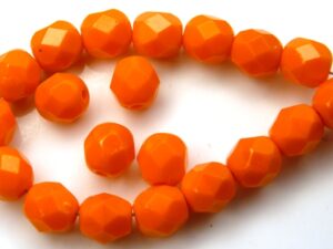 0060114 Opaque Mandarin Orange facet 6 mm. 25 Pc.-0