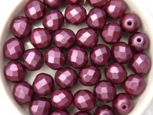 0080591 Pastel Pearl Burgundy Facet 8 mm. 15 Pc.-0