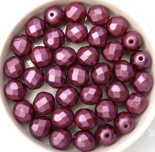 0080591 Pastel Pearl Burgundy Facet 8 mm. 15 Pc.-0