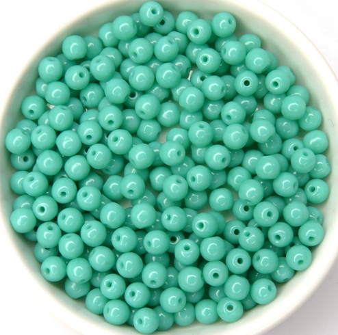 04-R-63130 Opaque Green Turquoise round 4 mm. 100 Pc.-0 04-R-63130 Opaque Green Turquoise round 4 mm. 100 Pc.-0