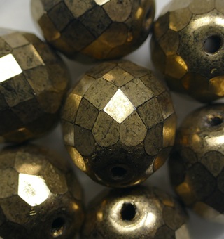 fp1-14-23980-90215 Jet Gold Bronze Czech Glass Facet Firepolish 14 mm color 23980-90215