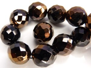 0010436 Jet half Bronze facet 14 mm. 3 Pc-7716