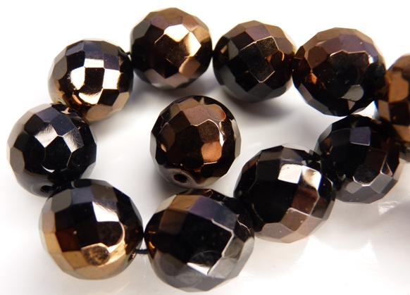 0010436 Jet half Bronze facet 14 mm. 3 Pc-7716