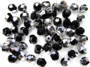 0010441 Jet half Labrador facet 6 mm. 25 Pc-0