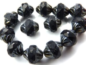 0010459 Jet Grey Iris Facet Turbine Beads 8 Pc.-0